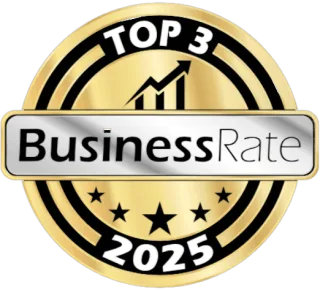 BusinessRate Top 3 award badge for 2025